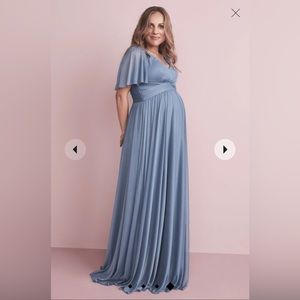 David’s Bridal Flutter Sleeve Mesh Maternity Dress